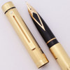 Sheaffer Targa 1005 Fountain Pen (1976-99) - Gold Plated, Fluted (Lined) Pattern, C/C, 14k Fine Nib (Excellent +, Works Well)