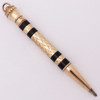 A.T. Cross Alwrite Vintage Telescoping Mechanical Pencil - Gold Plate with Black Bands, Chevron and Lines Pattern (Very Nice,  Works Well)