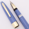 Sheaffer Valiant Snorkel Fountain Pen (1950s) - Hard to Find Periwinkle w/GT, Fine 14k Triumph Two-Tone Nib (Excellent, Restored)