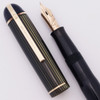 Eversharp Skyline Fountain Pen (1940s) - Dark Blue w Striped Cap and GT, Lever Filler, Fine Manifold 14k Nib (Excellent, Restored)