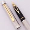Sheaffer Targa 1006x Fountain Pen (1980s) - Sterling Grid w Gold Trim, C/C, 14k Stub Inlaid Nib (New Old Stock, Works Well)