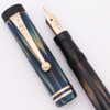 Parker Duofold Fountain Pen (1920s) - Full Size, "True Blue", Button Filler, Lucky Curve #3 Flexible Fine Nib (Excellent, Restored)