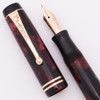 Parker Duofold Junior Fountain Pen (1930s) - Burgundy Marble, Streamlined, Button Filler, Fine Semi-Flexible Nib (Excellent, Restored)
