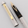 Sheaffer Targa 1010x  Fountain Pen (1980s) - Silverplated Diamond Squares w/GP Trim, 14k Stub Nib (Excellent +, Works Well)