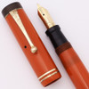 Parker Duofold Senior Fountain Pen (1930s) - Red, Double Gold Band, Button Filler, Fine Vacumatic Nib (Excellent, Restored)