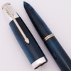 Parker 51 Aerometric Kullock "Fantasy" - Aqua Marble w Chrome Trim, Fine Gold Nib (Excellent +, Works Well)