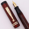 Diamond Point Combo Fountain Pen (1930s) - Red Woodgrain w GT, Lever Filler, 1.1mm Leads, Flexible Warranted 14k #2 Nib (Excellent, Restored)