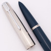 Parker 51 Aerometric Fountain Pen (post-1952) - Midnight Blue w Lustraloy Cap, Medium-Fine Gold Nib (Excellent, Works Well)