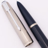 Parker 51 Aerometric Fountain Pen (1951) - Midnight Blue w Lustraloy Cap, Fine Gold Nib (Excellent +, Works Well)