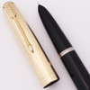 Parker 51 Vacumatic Fountain Pen (1948) -  Black, GF Converging Lines Cap, Medium-Fine Nib (Excellent +, Restored)