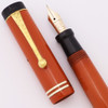 Parker Duofold Junior Fountain Pen (1930s) - Red Permanite, Two Bands, Fine Duofold Nib (Very Nice, Restored)