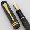 Parker Duofold Centennial Fountain Pen - Mk II (1996), Jade Green w/GT, C/C, 18k Broad Nib (Excellent +, Works Well)