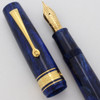 Omas Bologna Azzurro Diamonte Fountain Pen -  Blue Diamondcast w GT, Piston Filler,  Extra-Fine 14k Nib (Near Mint, Works Well)