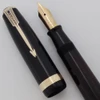 Parker Vacumatic Major Fountain Pen (1948) - Black w GT, Blue Diamond Clip, Extra Fine Gold Vac Nib (Excellent, Restored)