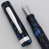 Conklin Glider Modern Fountain Pen - Black and Blue with Chrome Trim, Medium Steel Nib (Excellent, Works Well)