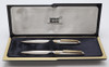 Montblanc Meisterstuck Solitaire 164SP Ballpoint and 165SP Pencil Set - Sterling Silver "Pinstripe" Lined Pattern w GT  (Excellent + in Box, Works Well)