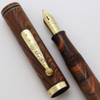 Waterman 7 Colorband Fountain Pen - Red Ripple, Lever Filler, Medium "Green" Rigid Nib (Excellent +, Restored)