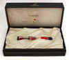 Parker Duofold International SE Fountain Pen (2002) - Red Mosaic w/Platinum Coated Trim, C/C, 18k Medium Italic (Excellent + in Box, Works Well)