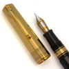 Omas Arte Italiana "Precious Facets" Paragon Fountain Pen (1990s) - Black w Vermeil Cap (Faceted), Piston Fill, 18k Medium Nib (Near Mint in Box, Works Well)