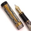 Parker Duofold International Fountain Pen  (2003) -- Black Pearl w/GT, C/C,  18k #95 Broad Italic Nib (Excellent in Box, Works Well)