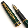 Waterman Expert II Fountain Pen - Green and Black Lacquer w GT, C/C,  Medium Two-Tone Nib (Excellent, Works Well)