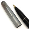 Waterman Taperite Late Crusader Fountain Pen (Canada, 1940s) -  Black, Steel Cap, Medium Semi-Flex 14k Taperite Nib (Excellent, Restored)