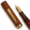 Waterman 7 Colorband Red Ripple Fountain Pen - Red Band, 9k Cap Band, Flexible Medium-Fine Nib (Excellent, Restored)