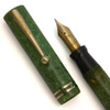 Sheaffer Lifetime Flat Top Oversized Fountain Pen  (1920s) - Jade Green, w/GT, Lever Filler,  Extra Fine Lifetime Nib  (Excellent, Restored)