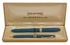 Sheaffer Admiral Snorkel Fountain Pen and Pencil Set (1950s) - Pastel Blue w/GT, Medium 14k #5 Nib (Excellent in Box, Restored)