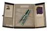 Elysee Vernissage Limited Edition Fountain Pen & Ballpoint Set - Edition 2, Blue-Green w PT, C/C, Medium 18k Gold Nib (Excellent + in Box, Works Well)