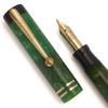 Sheaffer 5-30 Flat Top (1930s) - Jade Green, Black Cap Top, Junior Size, Fine 5-30 Nib (Excellent, Restored)