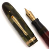 Conklin Nozac Fountain Pen (1930s) - Foliage Pearl (Green Marbled), Piston Filler, Fine Conklin Toledo Gold Nib (Excellent, Restored)