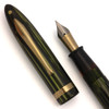 Sheaffer Balance Lifetime 1000 Fountain Pen (1940s) - Green Striated, Radius Clip, Lever Fill, 14k Fine Nib (Excellent, Restored)