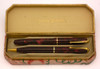 Conway Stewart 550 "Dinkie" Vintage Fountain Pen Set - Burgundy Marble, Flexible Fine 14k Nib (Excellent + in Box, Restored)