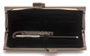 Waldmann Ballpoint Chatelaine Pen w Case - Black and Silver, Moire Cap Pattern, Leather Clutch (Excellent in Case, Works Well)