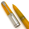 Parker 51 Ariel Kullock "Fantasy" Fountain Pens - Yellow Acrylic w Half Steel Cap, Fine Gold Nib (Excellent +,  Works Well)