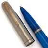 Parker 51 Kullock Aerometric - Double Jewel, Blue Marble, Lustraloy Cap w Blue Diamond Clip, Medium Gold Nib (Excellent, Works Well)