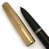 Parker 51 Aerometric Fountain Pen (1950s) - Black, GF Converging Lines Cap, Medium-Fine Gold Nib (Excellent, Works Well)