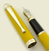 Delta Fountain Pen - Yellow Enamel, Sterling Trim, Fine Steel Nib (Near Mint)