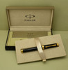 Parker (Modern) Premier Fountain Pen - Black w Gold Trim, Medium 18k (Near Mint in Box)