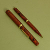 Waterman 52 1/2 V Red Ripple Set  - Fully Flexible #2 Nib (Excellent, Restored)