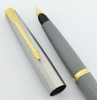 Parker 45 Fountain Pen - Grey, Gold Trim, 14k Medium Nib (Excellent, w Converter)
