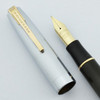 Waterman Commando Fountain Pen (1940s) - Black, Two Cap Bands, Semi-Flex Fine Keyhole Nib (Excellent, Restored)