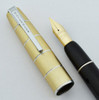 Waterman Taperite Crusader Fountain Pen - Grey, Gold Cap, Medium Cursive Italic Semi-Flex (Very Nice, Restored)