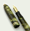 Conklin Endura Ring Top Fountain Pen - Green Marble, Fine Flexible Nib (Excellent, Restored)