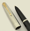 Parker 51 Vacumatic - 1946, Dove Grey, GF Wavy Lines Cap, Fine, (Excellent, Restored)
