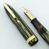 Sheaffer Lifetime Fountain Pen - Military Clip, Green Striated, Medium (Very Nice, Restored)