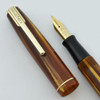 Waterman Stalwart Fountain Pen - Full Size, Brown Marble, Gold Trim, Fine (Excellent, Restored)