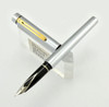 Sheaffer TARGA 1000X Fountain Pen - Lined Chrome, Gold Trim, Medium Steel Nib (Excellent)