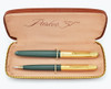 Parker 51 Aerometric Fountain Pen Pencil Set - 1949, Navy Grey, GF Converging Lines Cap, Fine (Near Mint, Boxed, Works Well)
